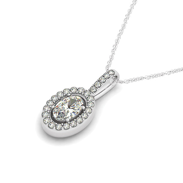 Diamond Oval Halo Pendant