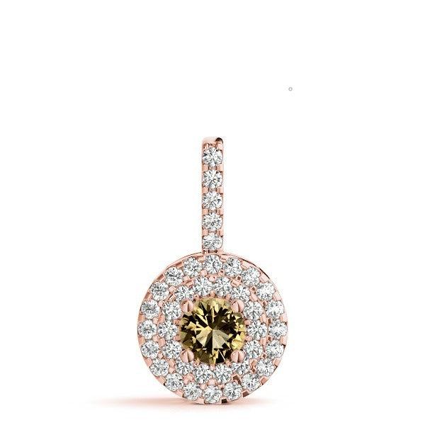 18K Rose Gold 1 CT Diamond Halo Pendant