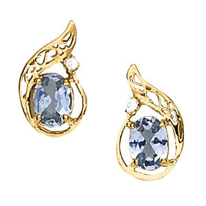 Diamond Oval 14K Gold Earring