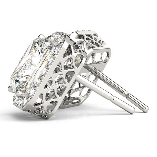Diamond Halo Earrings in Premium Metals