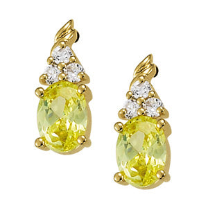 Diamond Oval Center Precious Metal Earrings