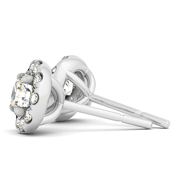 Diamond Round Halo Earrings