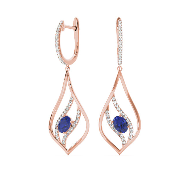 18K Rose Gold Oval Diamond Earrings
