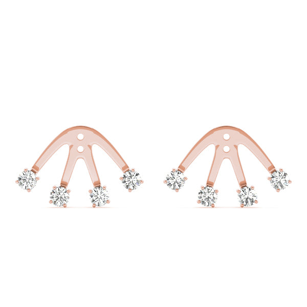 18K Rose Gold Round Diamond Fashion Earrings