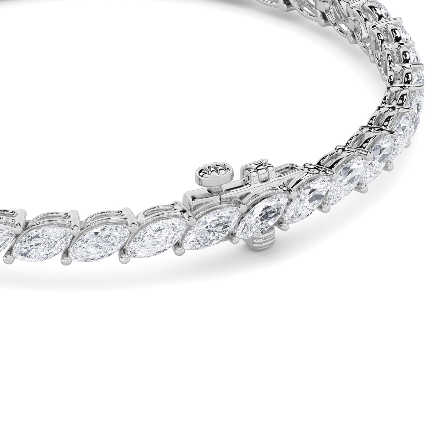 13.5Cttw Marquise Shaped Lab Grown Diamond (F/VS) Bracelet in 14K Gold