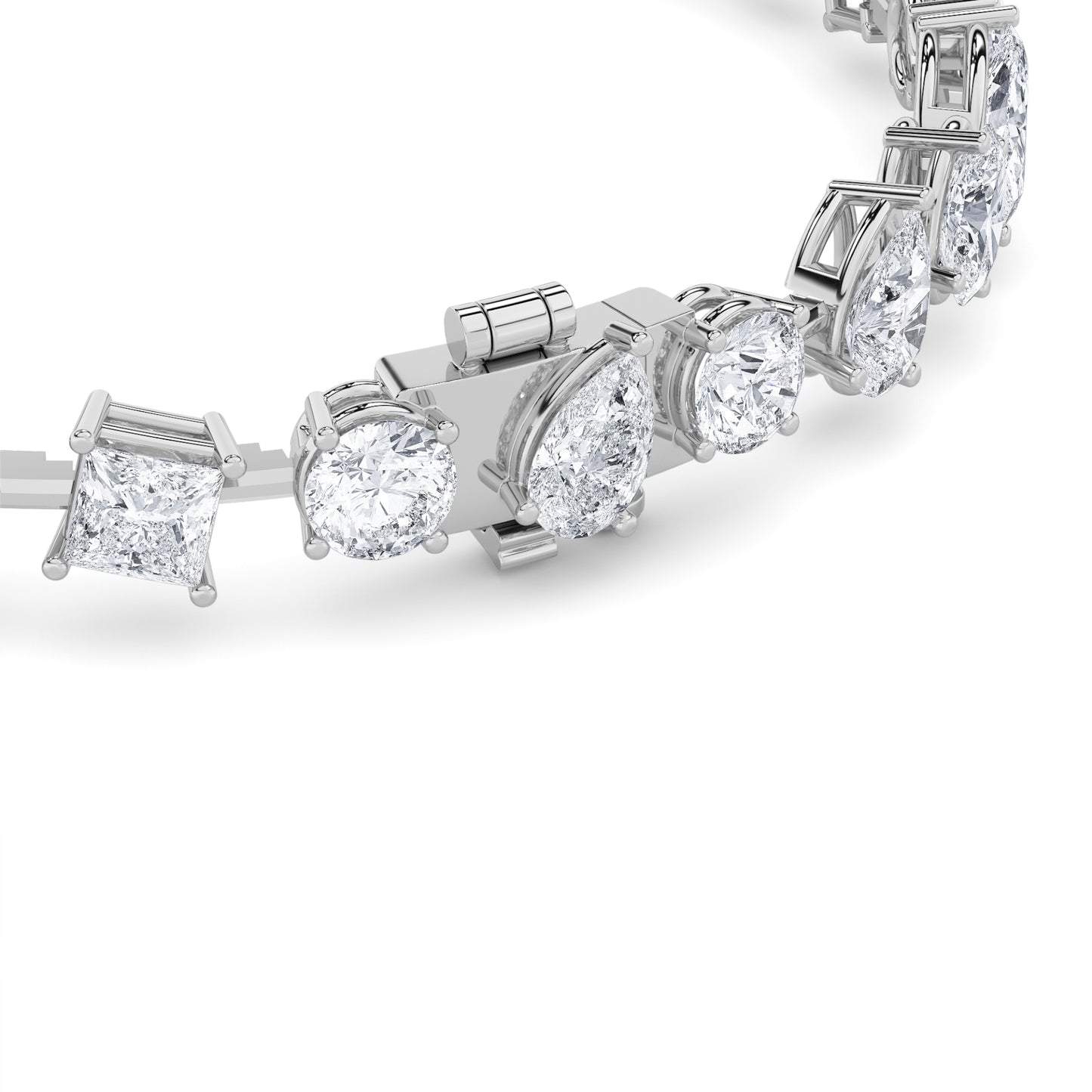 10.5Cttw Round Shaped Lab Grown Diamond (F/VS) North South Mix Shaped Bezel Set Bracelet in 14K Gold