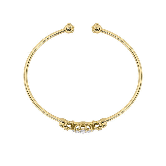 1.5Cttw Pear Shaped Lab Grown Diamond (F/VS) Fancy Flower Bangle Bracelet in 14K Gold