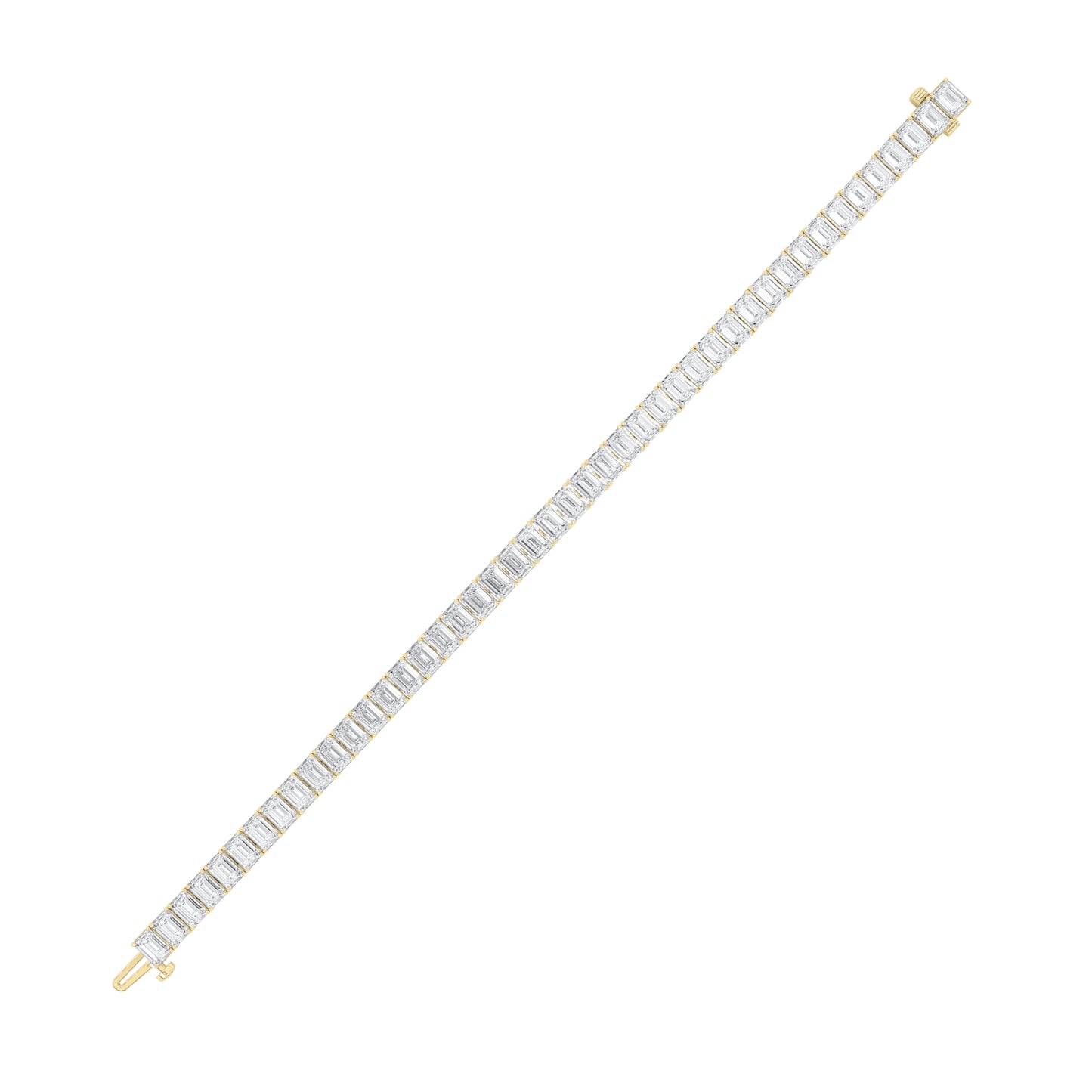 15Cttw Emerald Shaped Lab Grown Diamond North South Bracelet in 14K Gold (F/VS)