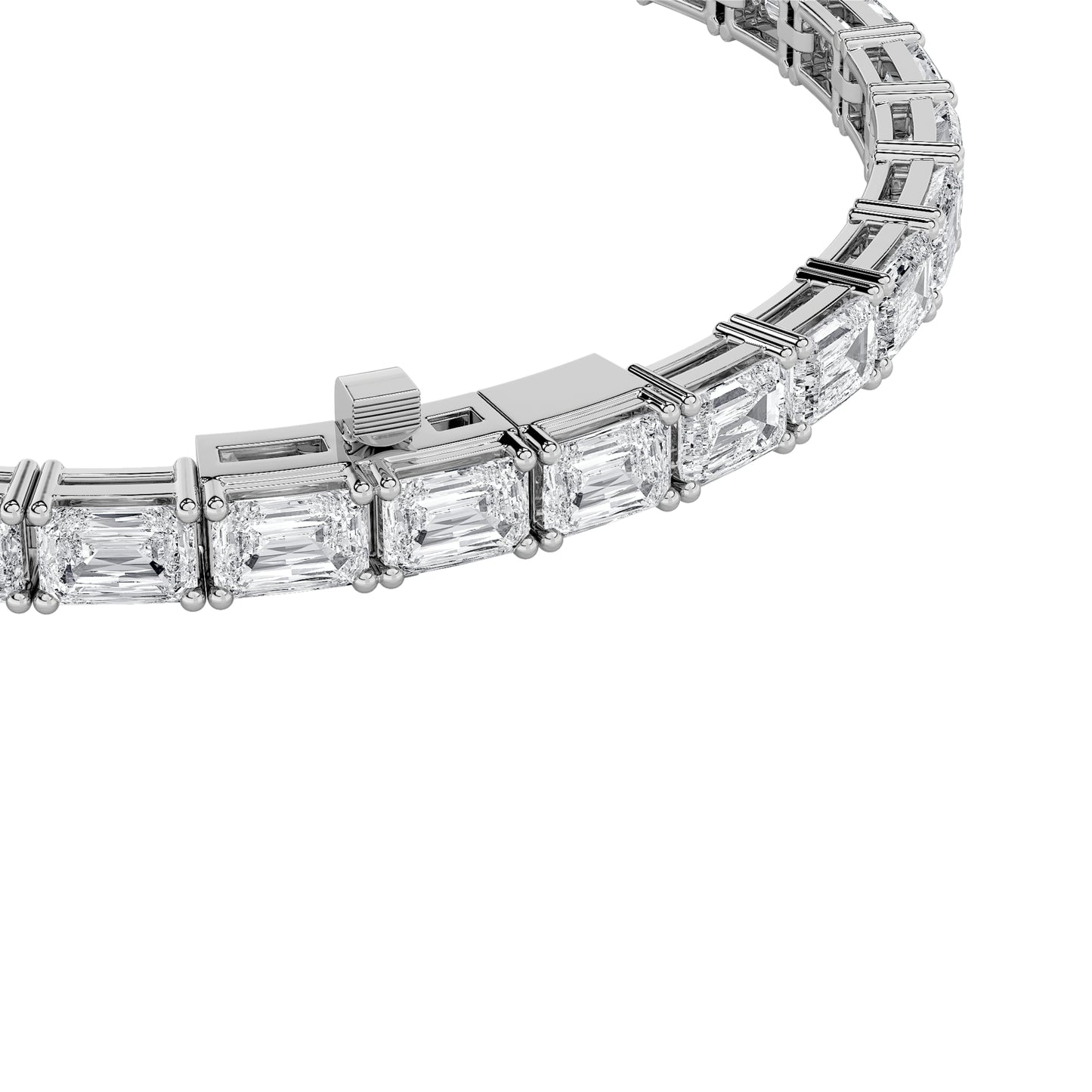 15Cttw Radiant Shaped Lab Grown Diamond (F/VS) East West Line Bracelet in 14K Gold