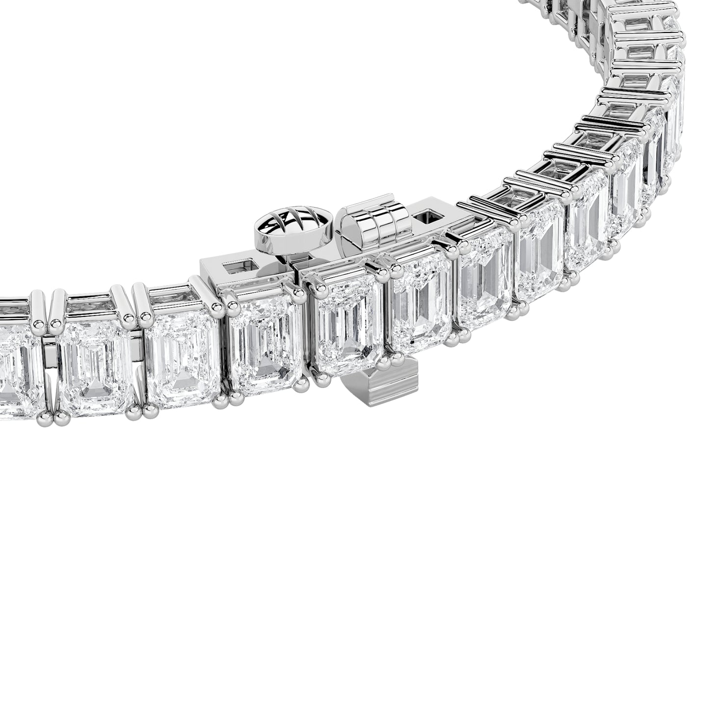 10Cttw Emerald Shaped Lab Grown Diamond (F/VS) Bracelet in 14K Gold