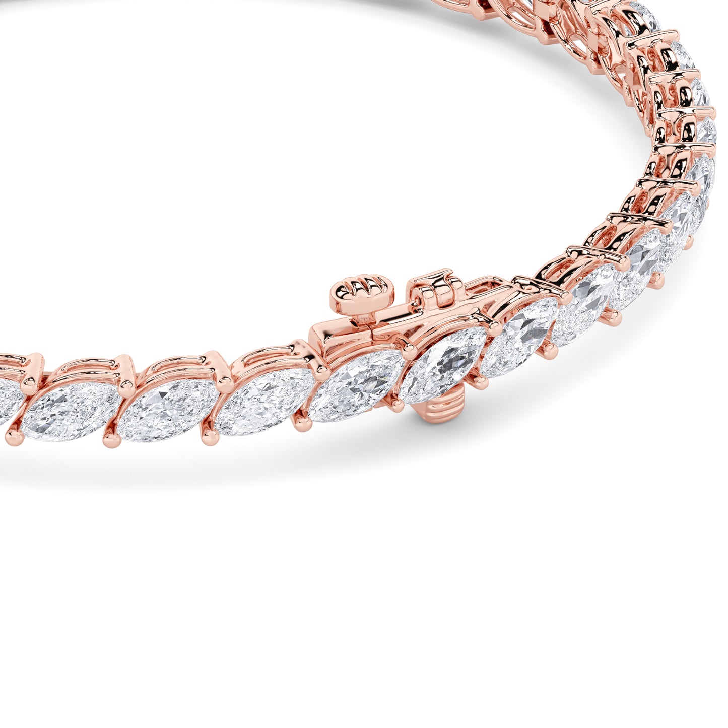 13.5Cttw Marquise Shaped Lab Grown Diamond (F/VS) Bracelet in 14K Gold