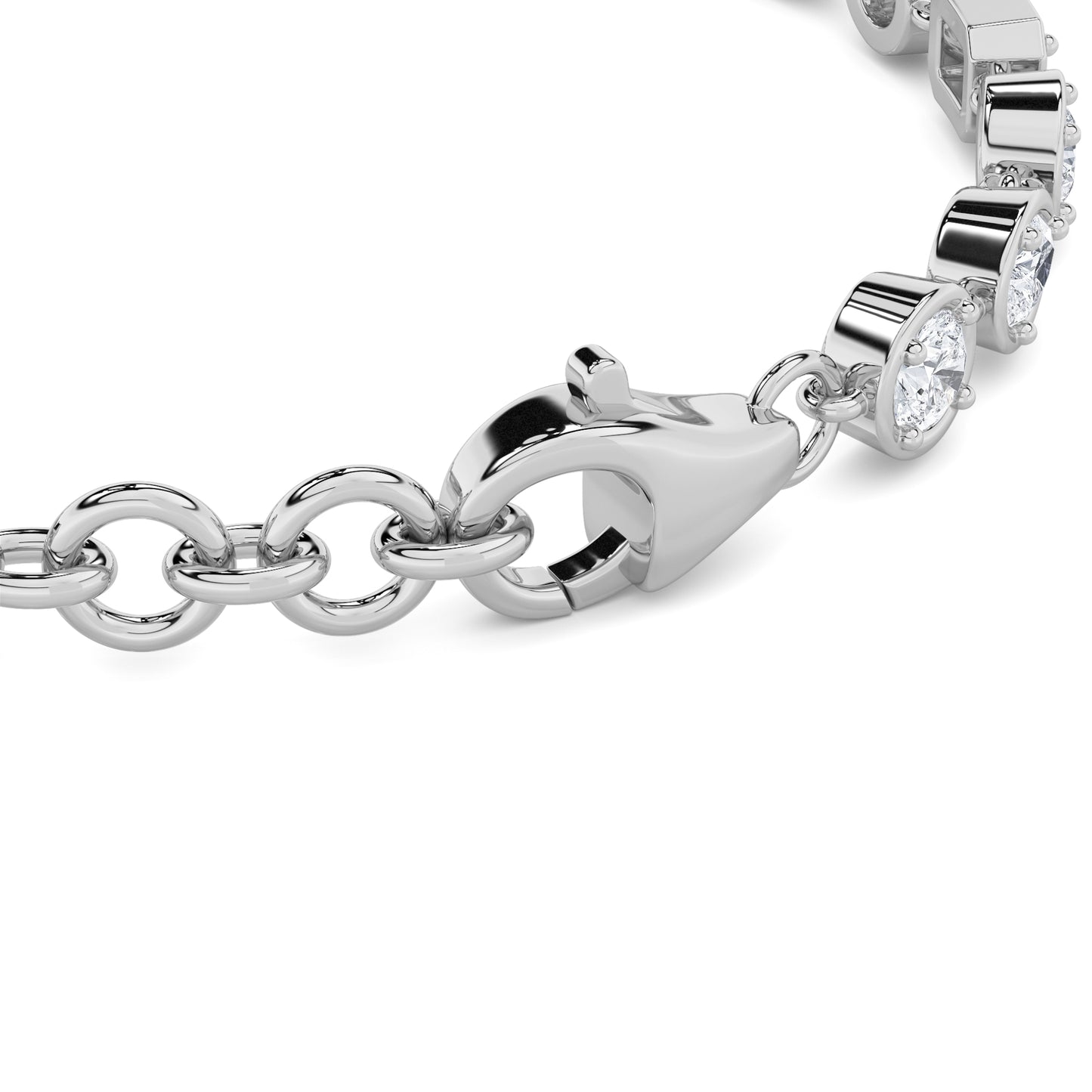 4Cttw Emerald Shaped Lab Grown Diamond (F/VS) Mix Shaped Bezel Set Bracelet in 14K Gold