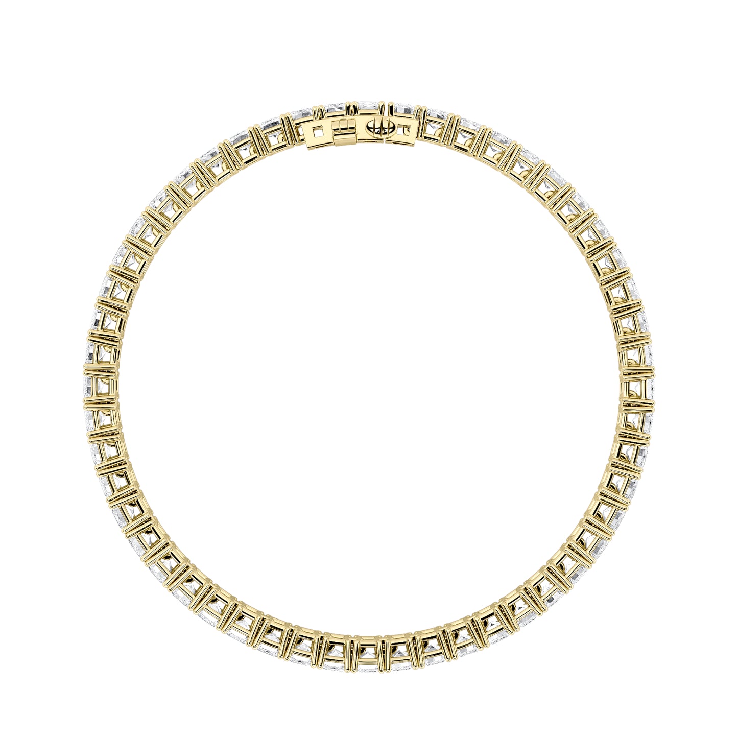 12.5Cttw Emerald Shaped Lab Grown Diamond (F/VS) East West Line Bracelet in 14K Gold