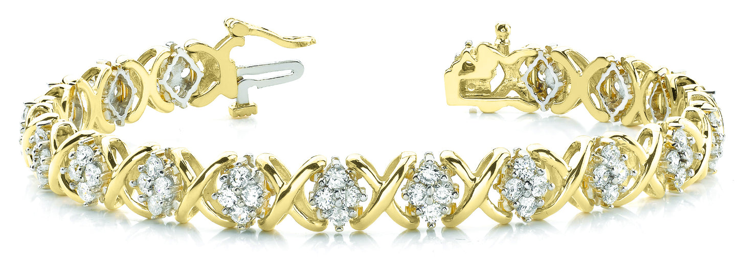 18K Yellow Gold 2ctw Round Diamond Fashion Bracelet