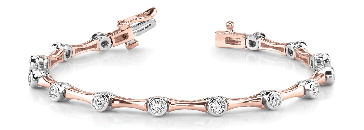 14K Rose Gold Round Diamond Fashion Bracelet