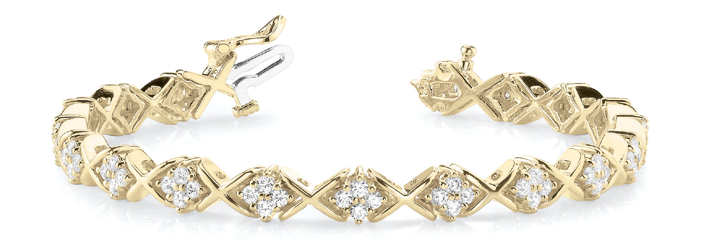 18K Yellow Gold 3.20ctw Diamond Line Bracelet