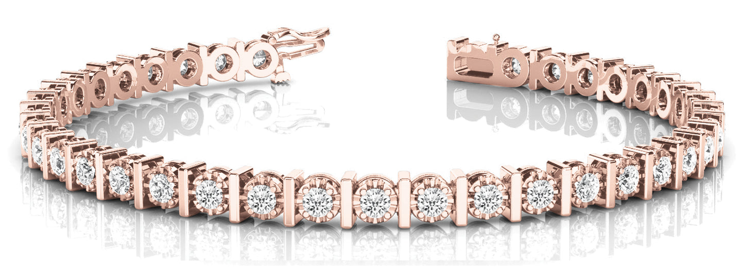14K Rose Gold Round Diamond Fashion Bracelet