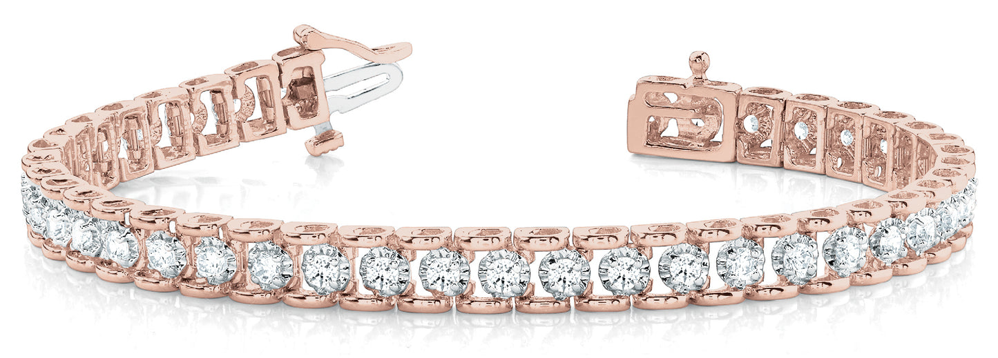 18K Rose Gold 3ctw Diamond Tennis Bracelet