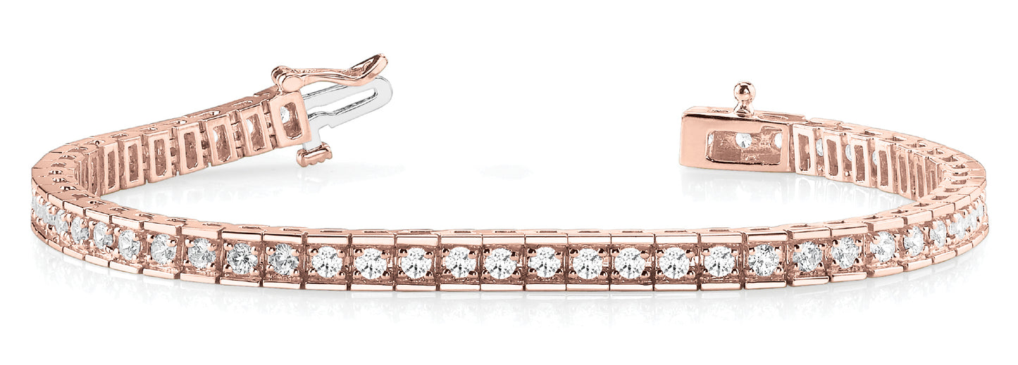 Rose Gold 4.8 CT Diamond Tennis Bracelet 18K