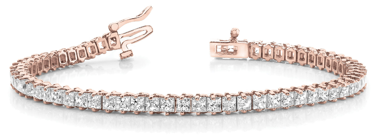 14K Rose Gold Square Diamond In-Line Bracelet