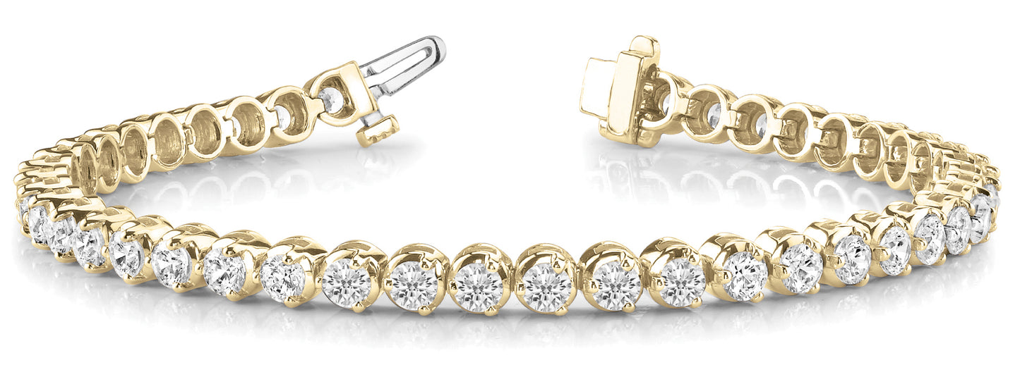 18K Yellow Gold 3.3ctw Round Diamond Line Bracelet