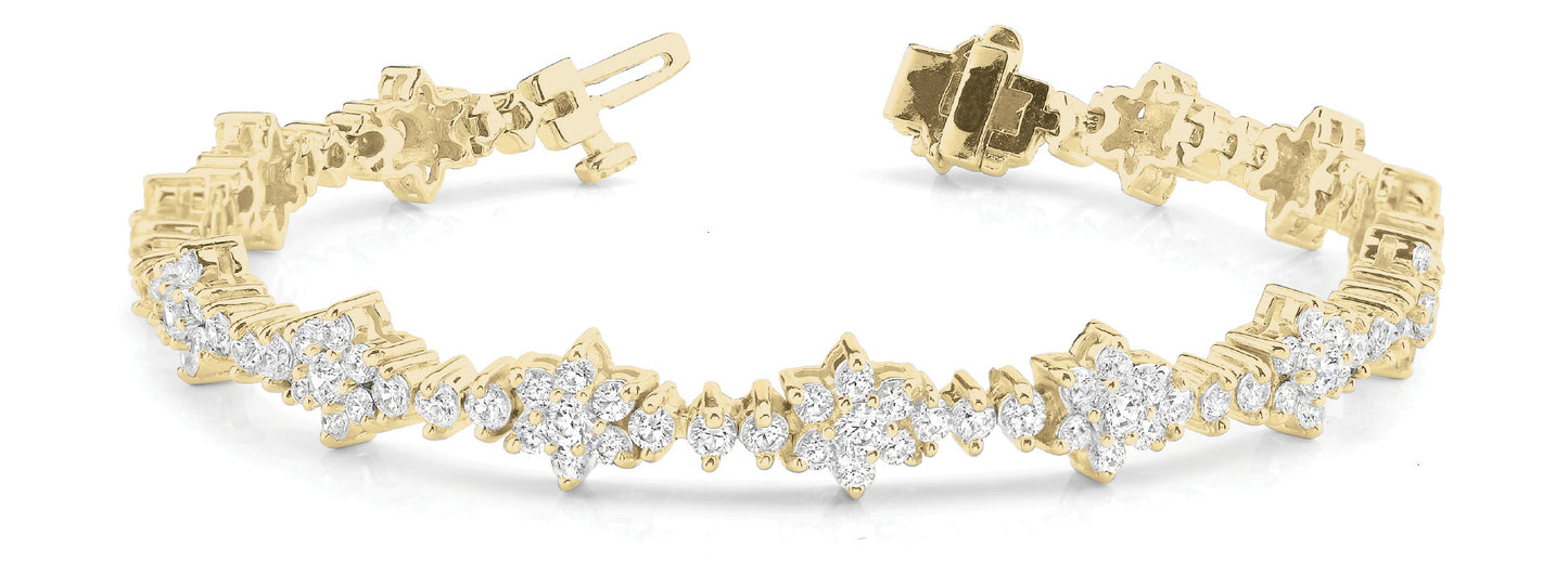 14K Yellow Gold Diamond Fashion Tennis Bracelet