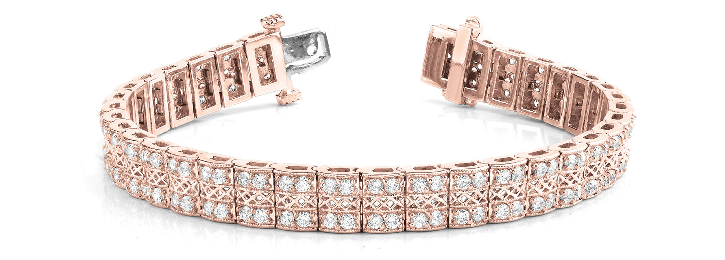 14K Rose Gold Diamond Multi-Row Bracelet