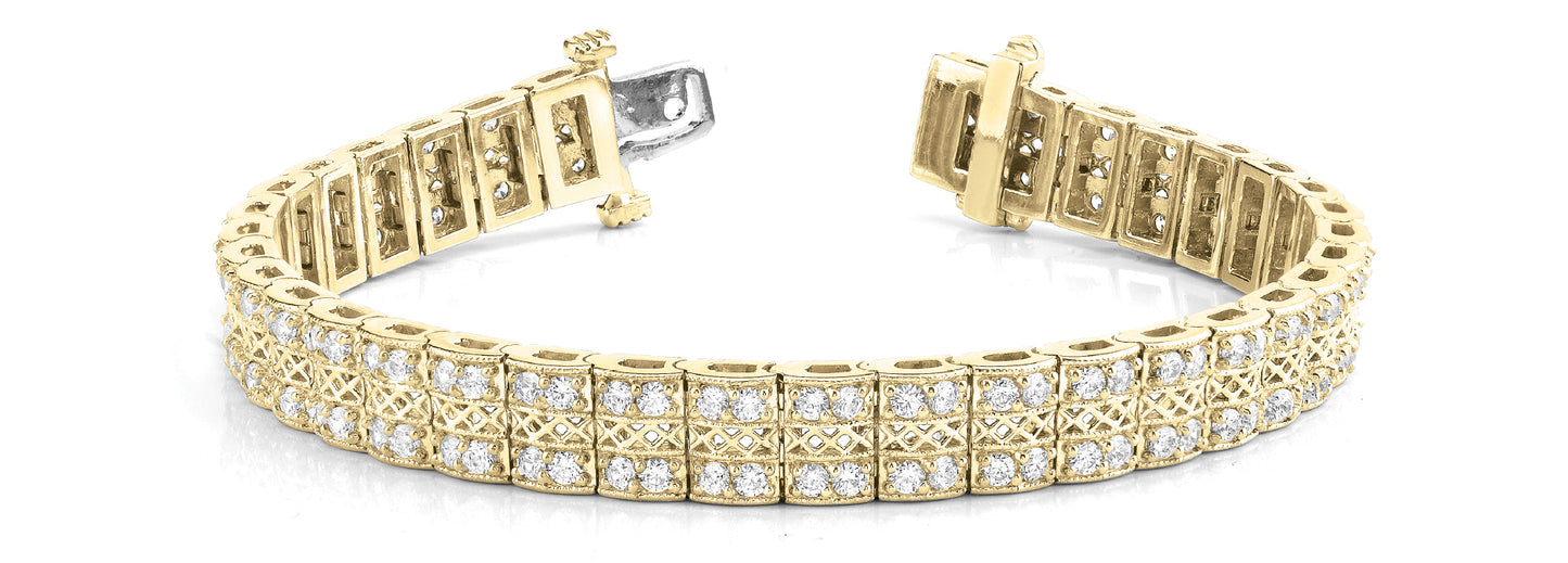 18K Yellow Gold 3ctw Multi-Row Diamond Bracelet