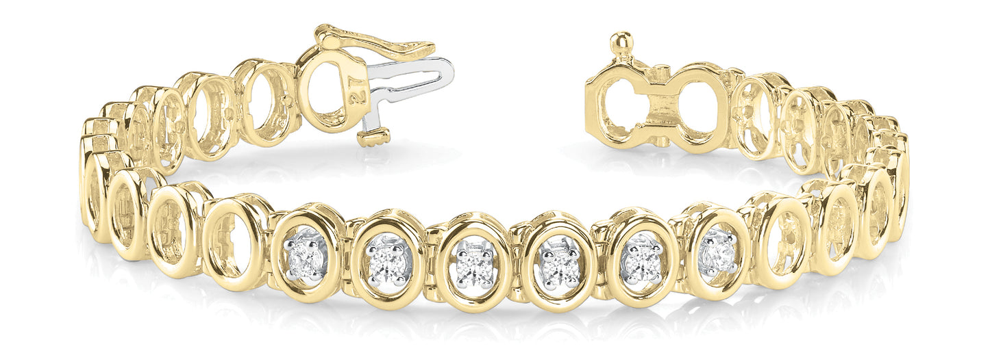 14K Yellow Gold Round Diamond Fashion Bracelet