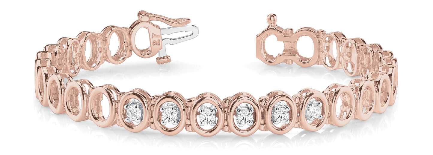14K Rose Gold Diamond Fashion Bracelet