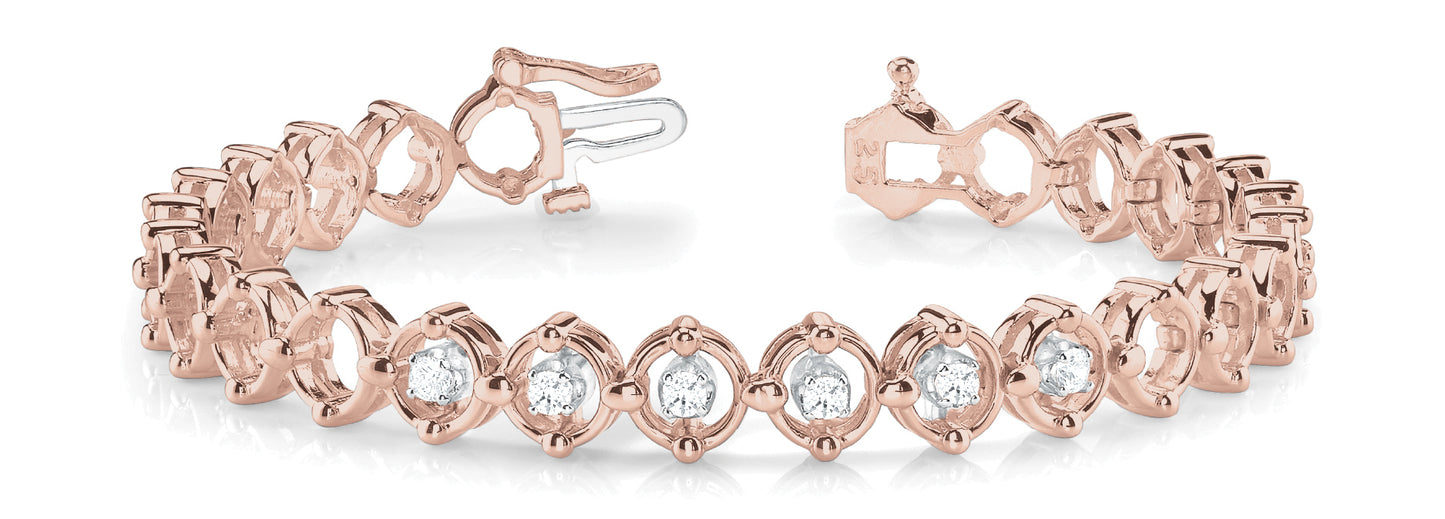 14K Rose Gold Diamond Fashion Bracelet