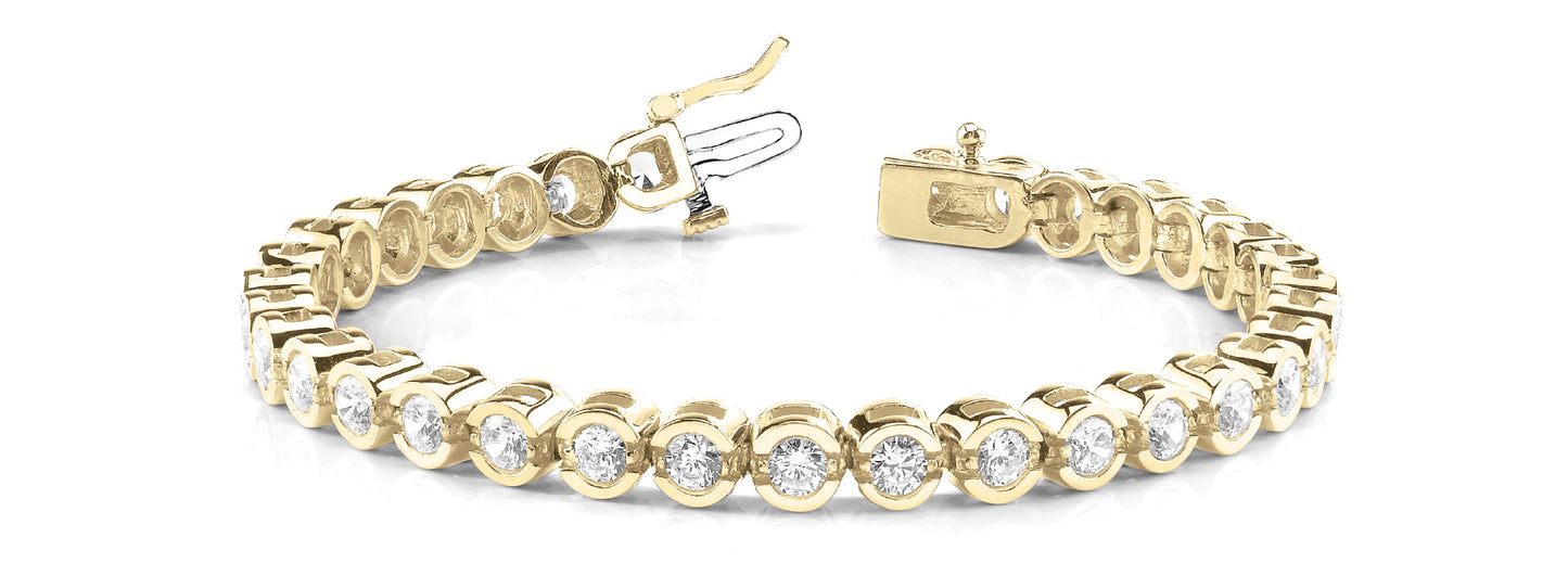 14K Yellow Gold 3ctw Round Diamond Line Bracelet