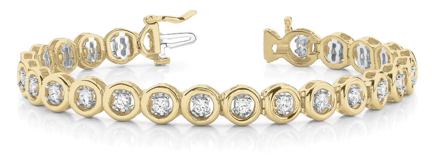 18K Yellow Gold 1 ct Diamond Line Bracelet