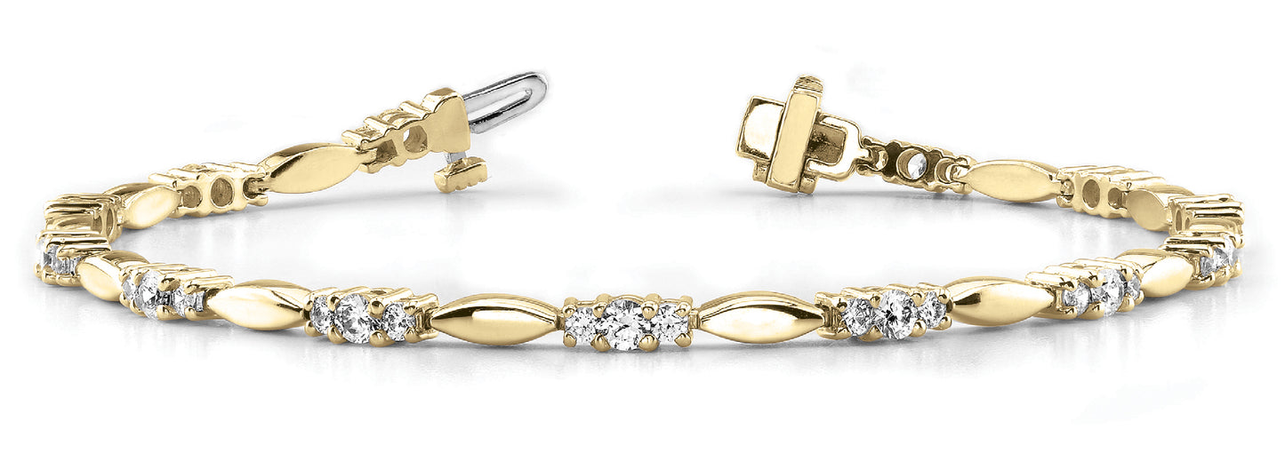 14K Yellow Gold Diamond Fashion Tennis Bracelet