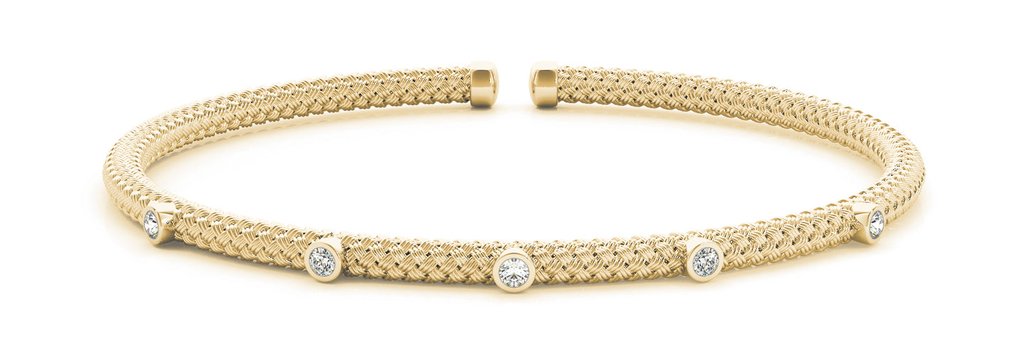 18K Yellow Gold 1/4 ct Diamond Italian Bangle