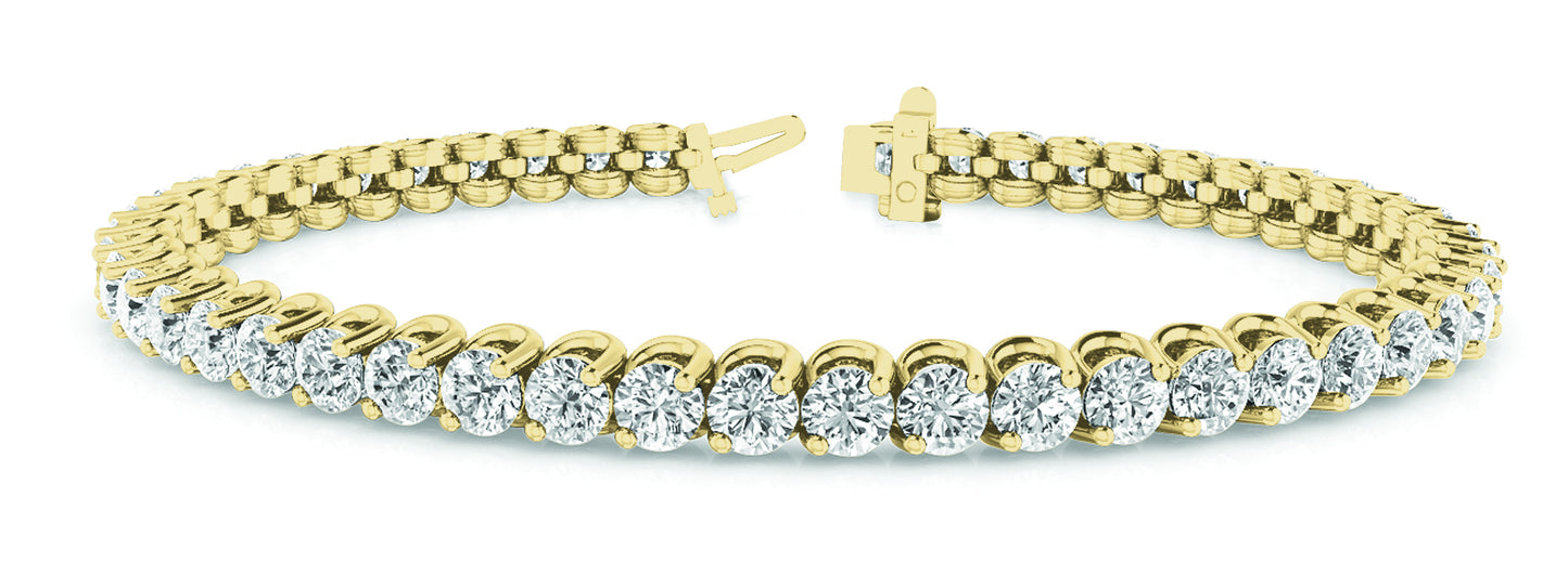 18K Yellow Gold 4ct Diamond Tennis Bracelet
