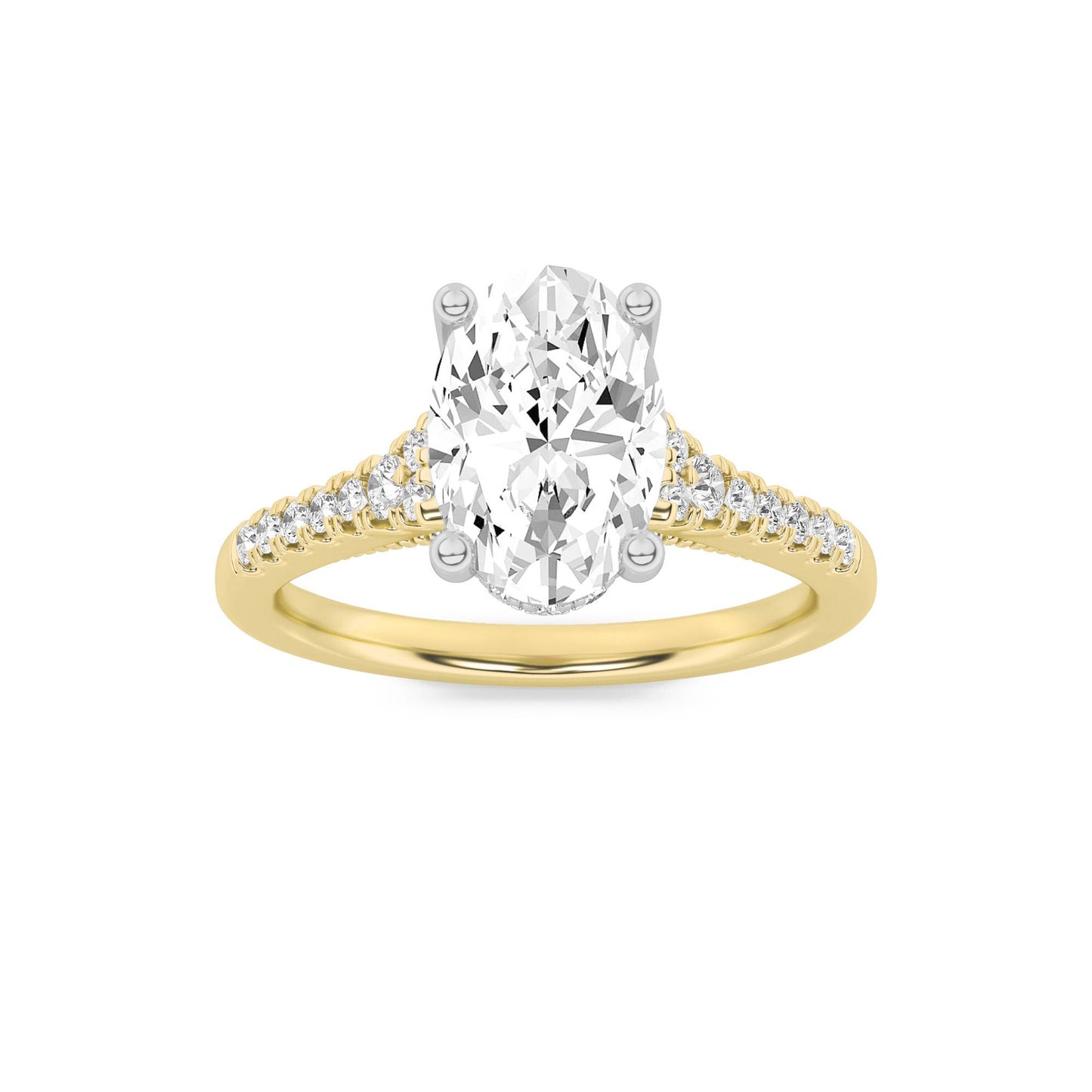 14K White Gold Lab Diamond Oval Solitaire Ring 1.5ct