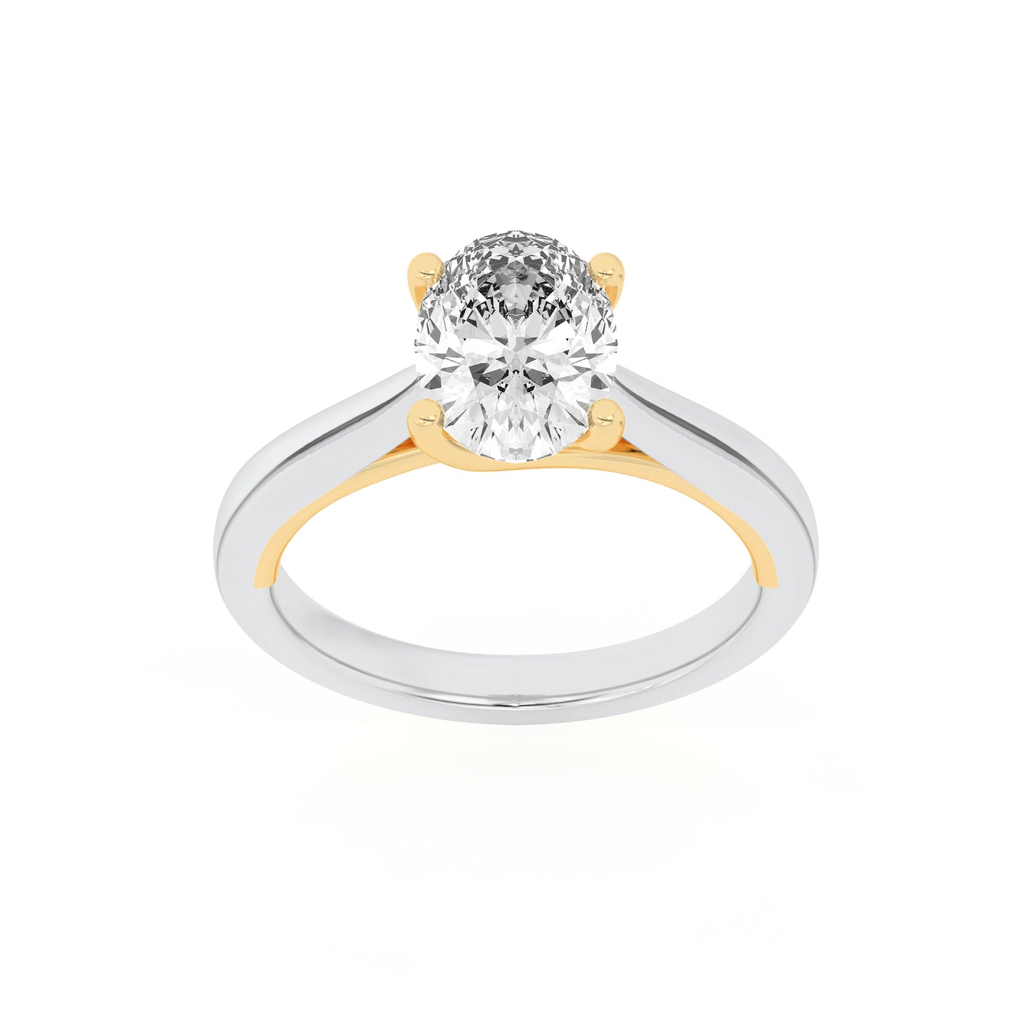 14K WY Lab Diamond Oval Solitaire Ring 1ct