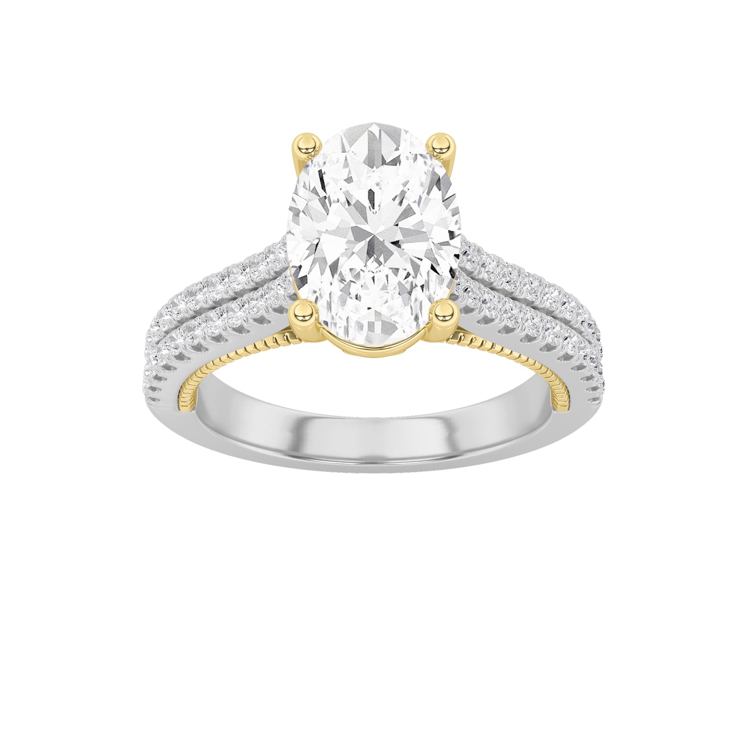 14K WY 2ct Lab Oval Diamond Solitaire Engagement Ring