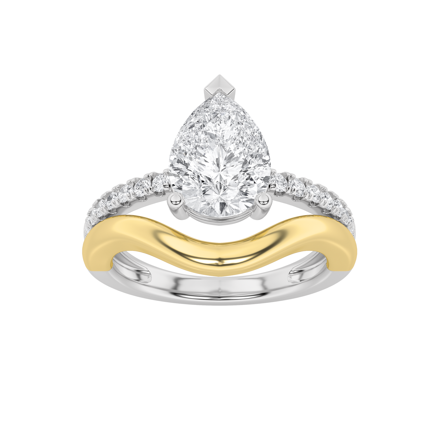 14K WY 2ct Lab Pear Diamond Solitaire Engagement Ring