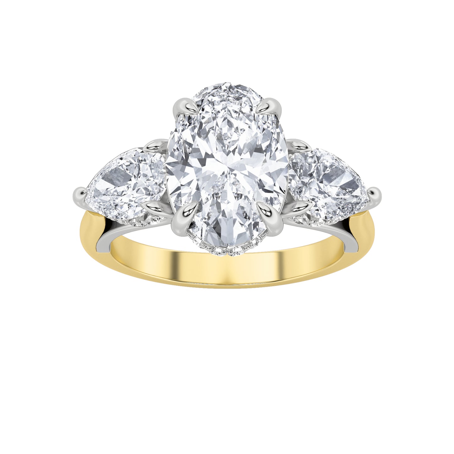 14K White Gold 4ct Lab Diamond Oval Engagement Ring