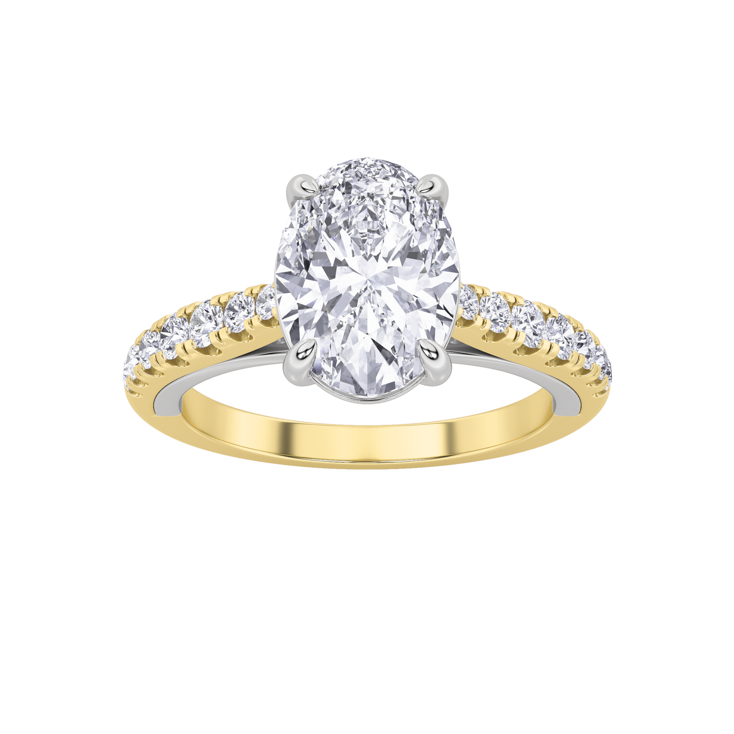 14K WY 2ct Lab Diamond Oval Solitaire Engagement Ring