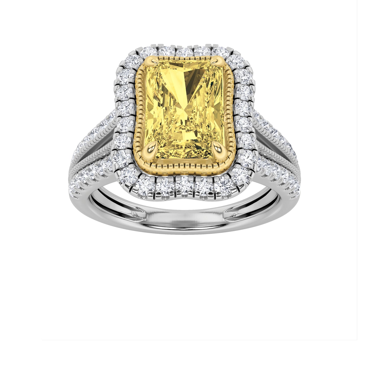 14K WY 2.5ct Lab Diamond Halo Ring F+VS+