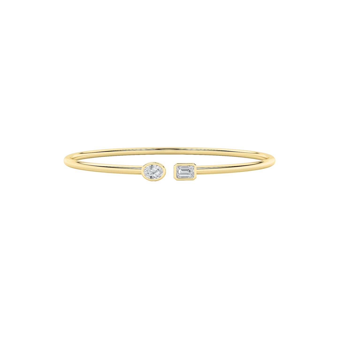 18KY/SIL 0.75ct Lab Diamond Emerald Bangle
