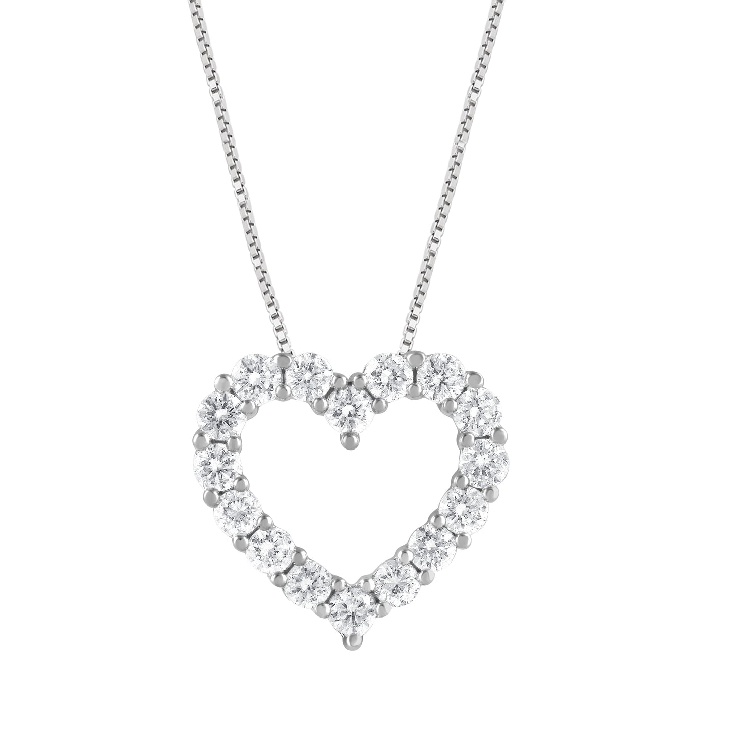 14K White Gold Lab Diamond Heart Pendant Necklace