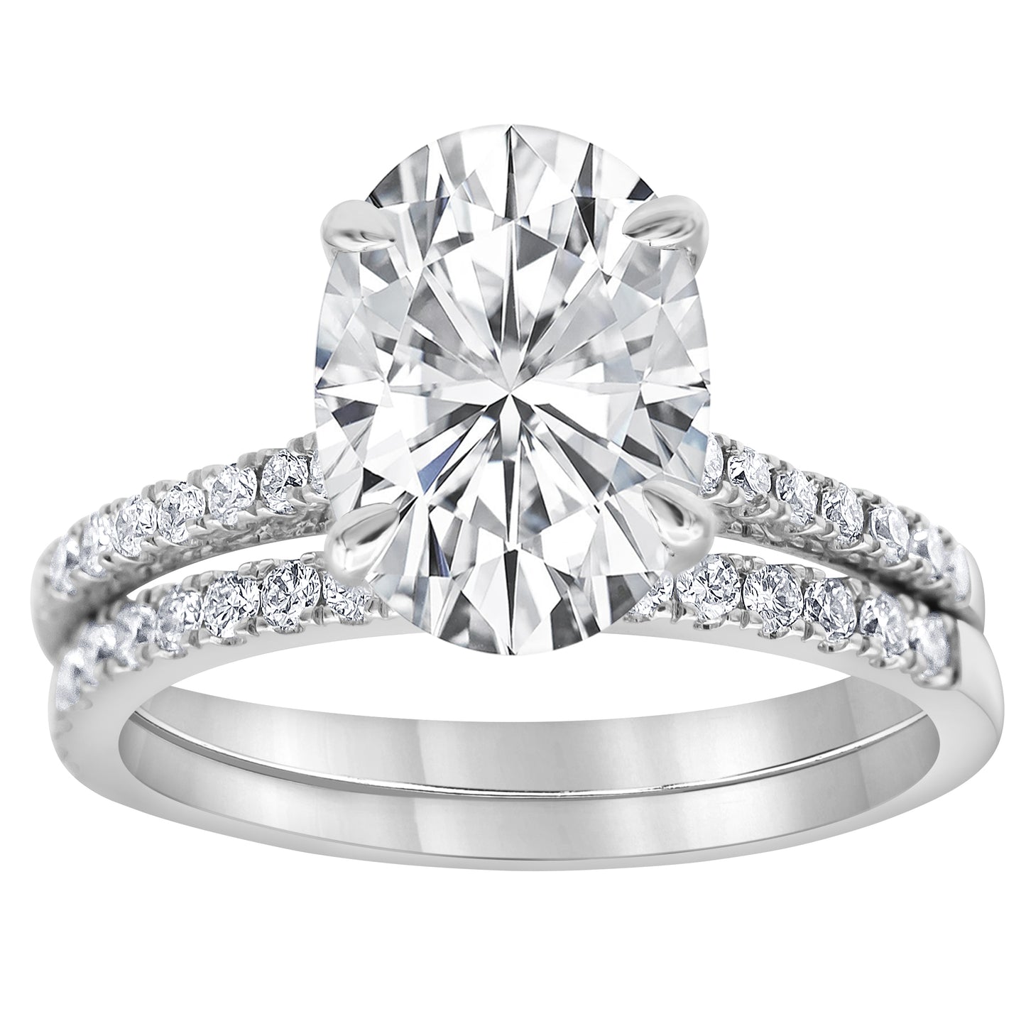 14K White Gold Oval Lab Diamond Halo Engagement Ring