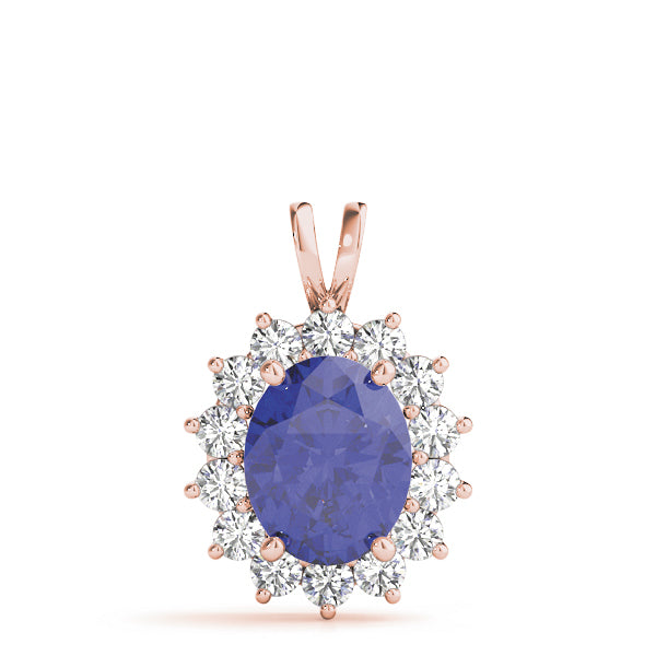 18K Rose Gold Round Diamond Fashion Pendant