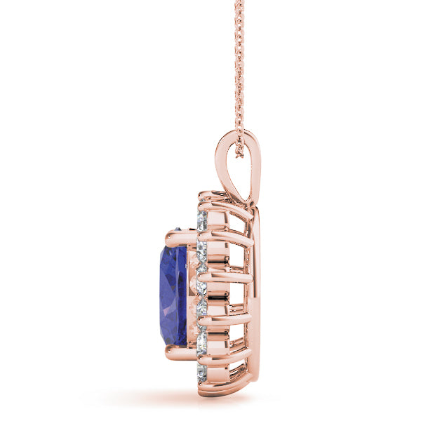18K Rose Gold Round Diamond Fashion Pendant