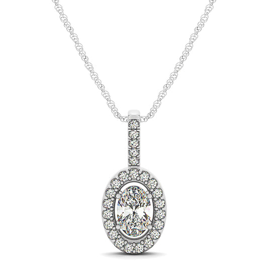 Diamond Oval Halo Pendant