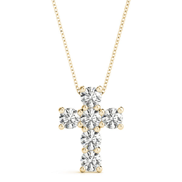 18K Yellow Gold Diamond Cross Pendant
